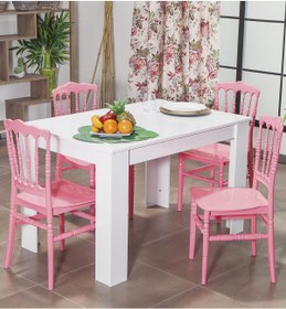 Resim Arda \u002F Miray Mutfak Masa Takımı 4 Sandalye 1 Masa - Pembe 