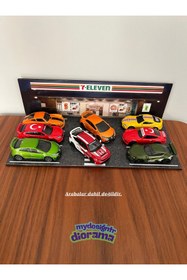 Resim HOT WHEELS 1/64 7Eleven Araba Otopark Diorama (Arabalar Dahil Değildir) - Otopark Garaj Sergileme Standı 