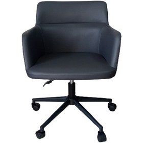 Resim Ofis Koltuğu Siyah Konik Yıldız Ayaklı Döküm Süngerli Siyah Deri 