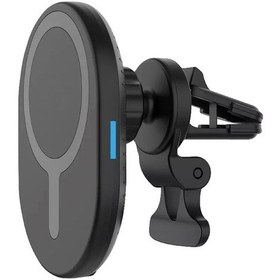 Resim Magsafe Manyetik Araç İçi Kablosuz Şarjlı Telefon Tutucu Havalandırma Klipsli Siyah 