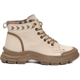 Resim Gamelu Bej Bağcıklı Kaymaz Taban Kadın Sneaker Bot Çok Renkli 