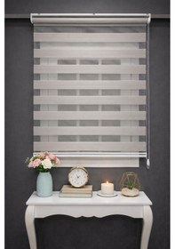 Resim Perdecizade Enxboy Gri Geniş Pliseli Zebra Perde-cocuk Odasi-mutfak-salon-ofis-stor Perde Pz-8001 Renkli 