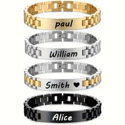 Resim Kişiselleştirilmiş Bilezik, Özel İsim Harf ve Tarih Kazıma 304 Paslanmaz Çelik Altın Gümüş Siyah Bilezik Çoklu Yazı Tipi Seçenekleriyle, Basit Şık Çok Yönlü Takı Aksesuarı, Sevgililer Günü Hediyesi, Babalar Günü Hediyesi, Anneler Günü Hediyesi, Benzersiz Doğum Günü Hediyesi, Yıl Dönümü Hatırası, Arkadaşlar ve Aile İçin Eşsiz Hediye 