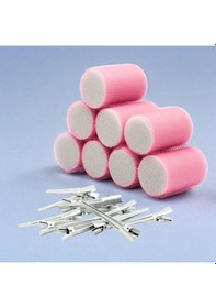 Resim Croc 1207 Pembe Cırtlı Sünger Bigudi 8li Çap 4cm + 12li Alüminyum Saç Pensi Pembe 