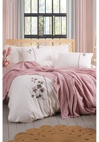 Resim Vera 7 Parça %100 Pamuk Çift Kişilik Pikeli Nevresim Takımı Pudra Pudra 