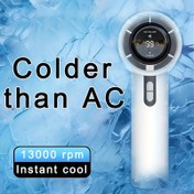 Resim Taşınabilir El Tipi Turbo Fan, 5-8 Saat Pil Ömrü, 13.000 D/dak Fırçasız Motor, 9m/s'ye Kadar Rüzgar Hızı, 100 Ayarlı, USB Şarj Edilebilir Mini Fan, İç ve Dış Mekan Kullanımına Uygun, Buton Kontrollü 