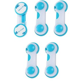 Resim Bebek Çocuk Güvenlik Dolap Çekmece Kilidi Güvenlik Seti-(Kapak Kilidi Mavi-Beyaz 5 Adet) Çok Renkli 