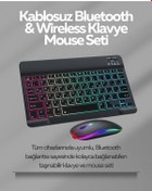 Resim Tüm Cihazlarla Uyumlu Rgb Işıklı Kablosuz Klavye Ve Mouse Seti Diğer 