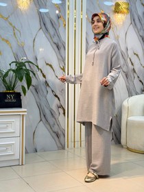 Resim KADO YAKA BAĞLAMA KOL LASTİKLİ DETAY TAKIM 263466 - Gri / 40 