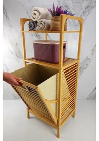 Resim 2 Organizer Raflı Ahşap Bambu Çek-aç Kirli Sepeti Diğer 