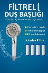 Resim NOY Filtreli Duş Başlığı 5 Yedek Filtre | Su Arıtmalı, Klor Ve Kireç Önleyici, Yüksek Basınçlı 