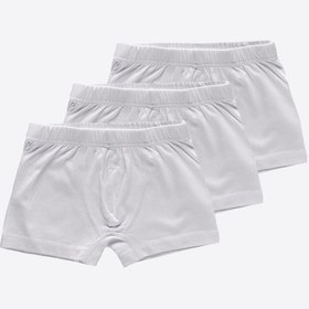 Resim Malabadi Erkek Çocuk Beyaz 3 Lü Paket Pamuk Elastan Boxer 209 
