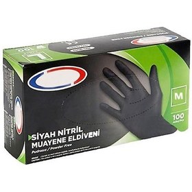 Resim Karex Siyah Nitril Pudrasız Eldiven M Siyah 100 Adet 