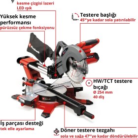 Resim Einhell TE-SM 36/10 L Li - Solo, Akülü Gönye Testere (Akü ve şarj cihazı dahil değildir) - 4300885 