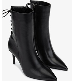 Resim Valmenti Kadın . Siyah Deri Topuklu Bot 1052 285 Bn Bot Sk24-25 Sıyah Dr Siyah Deri 