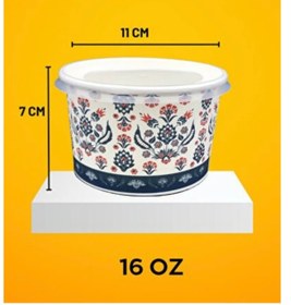Resim tekim temizlik ve ambalaj 16 oz motifli Aşure Çorba Tatlı Yemek Karton Kase Sızdırmaz Kapaklı 25 adt 