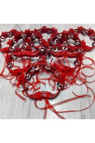 Resim Gülce Kırmızı Tef Süslenmiş 10 Adet Kına Gecesinde Dağıtmalık 