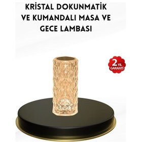 Resim Kristal Tasarımlı Rgb Led Gece Lambası Kumandalı, Renk Değiştiren Dekoratif Işık Çok Renkli 