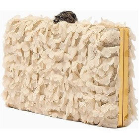 Resim Kurt Geiger Crystal Kensington Taşlı Lüks Tasarım Kadın Clutch Bej 