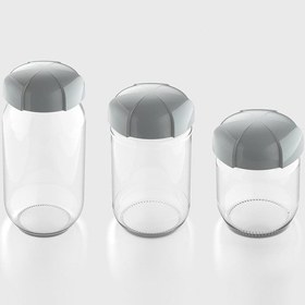 Resim Renga Rhea Gri Kapaklı 3 Boy Cam Kavanoz Seti 131010 Gri 