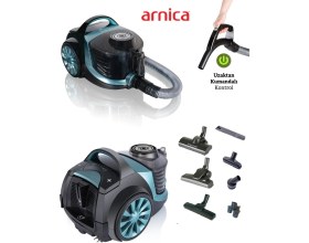 Resim Arnica Yüksek Çekim Gücü Turbo Başlıklı Premium Torbasız Süpürge, Kumandalı ve Geniş Aksesuarlı 