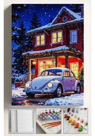 Resim Sayılarla Boyama Seti Çerçeveli Hobi Seti Tuval Fırça Boya Kasnaklı Set 40x50 Cm Beyaz Vosvos 