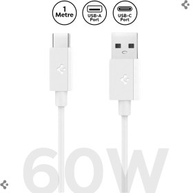 Resim Spigen Usb-a To Usb-c 1 Metre Kablo 60w Güç / Hızlı Şarj / 480 Mbps Data Aktarım Hızı Type-c Ekstra Dayanıklı White 1m Cable 