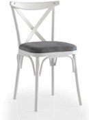 Resim Levent SAN.0016-615, 3650 Bahar Çapraz Metal Ayak Sandalye Beyaz Antrasit 