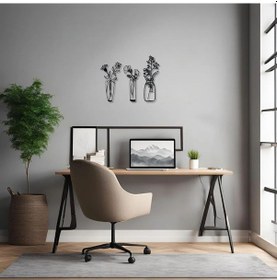 Resim Sanatsal Metal Tablo 3 Çiçek 3 Flower Metal Duvar Tablosu Doğal 