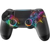Resim Ps4/pc Uyumlu Rgb Çift Motor Titreşimli Spiderman Bluetooth Oyun Kolu 