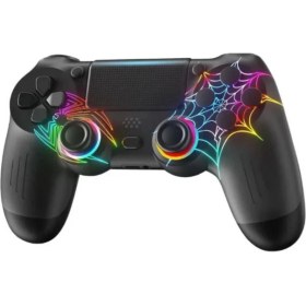 Resim Genel Markalar PS4/PC Uyumlu RGB Çift MOtor Titreşimli Spiderman Bluetooth Oyun Kolu 