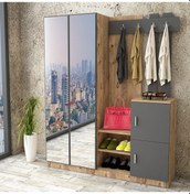 Resim L'occi Concept Wood Vestiyer Portmanto Ayakkabılık Çam-Antrasit 