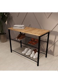 Resim Geniş Metal Ayakkabılık Vestiyer 3 Katlı Ayakkabılık 1303 Atlantik - Çam 