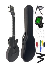 Resim Carbon Fiber Ukulele Tam Profesyonel Ful Set Mat Siyah 