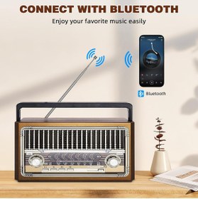 Resim Tastech Nostaljik Fm Radyo Şarjlı Taşınabilir Fenerli Bluetooth Hoparlör Sd kart Usb Girişli Mini Speaker 