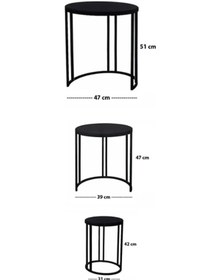 Resim Lenka Zigon Sehpa Takımı Yuvarlak 3'lü Gold Metal -koyu Ceviz Sedaş-lenka-zigon-gold Koyu Ceviz 