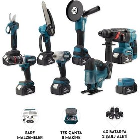 Resim Dawreek Sekizli Set DBML (LED Aydınlatma+ Ş.Hilti+Ş.Spral+S.Sıkma+13 MM Ç.Mandren+Ş.Dekupaj+Budama Testeresi+Bağ Makası) 