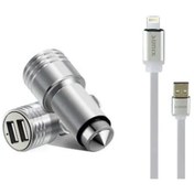 Resim Syronix Apple iPhone Metal Araç 2.4A Lightning Kablolu Hızlı Şarj Aleti Cihazı 