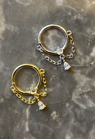 Resim Gümüş Halka Piercing 3467 - Pembe altın 