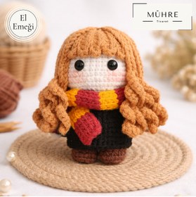 Resim mühre Hermione Granger Harry Potter Anahtarlık Charm Hediyelik %100 Pamuklu Organik Amigurumi Örgü 