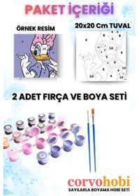 Resim Sayılarla Boyama 20x20 Cm Tuval Seti Fırça Boya Dahil Çıtaya Gerili - Karda Winne 
