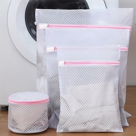 Resim 4 adet Set Dayanıklı File Çamaşır Torbaları Fermuarlı - Hassas, İç Çamaşırı ve Giysiler için Mükemmel - Yıkama Makineleri için İdeal 