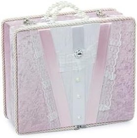 Resim Dantel Süslemeli İnci Kulplu Çeyizlik Gelin Bohça Sandık - Pembe 