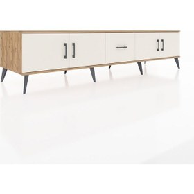 Resim Kronos Tv Ünitesi 2 Raflı Tek Çekmeceli 4 Kapaklı 220x59x51 Çam-aytaşı Aytası/aytası - Atlas Çam 