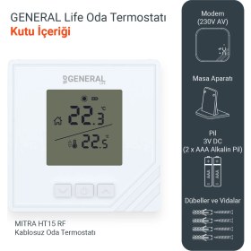 Resim General Life Mitra HT15 RF Kablosuz Oda Termostatı 