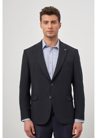 Resim İmza Koyu Lacivert Baskılı Gabardin Mono Yaka Tam Astar Çift Yırtmaç 2 Düğme 4 Drop Comfort Fit Classic Ceket 1002245157 Koyu Lacivert 