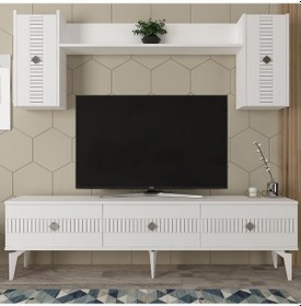 Resim Midas Tv Ünitesi Takımı Beyaz-gümüş 