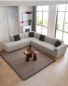 Resim Velura Home & Living Mila Köşe Takımı & Modern Kadife Sağ Köşe Koltuk Takımı - Gri-1012 