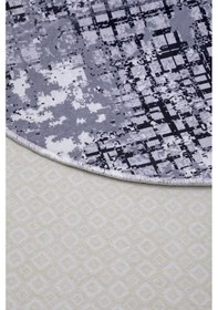 Resim Dijidekor Halı Siyah 8881 Yıkanabilir Saçaksız Yuvarlak Kesme İnce Yolluk Kilim Salon Halısı Modeli Çok Renkli 