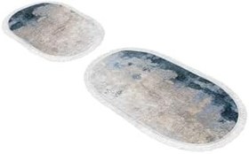 Resim Dijital Saçaklı Oval Klozet Takımı 1894 Desen 1, Mavi, 50 x 60 